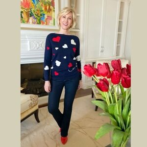 TALBOTS Cotton Blend w/ Cashmere L’Amour Boat Neck Long Sleeve Navy Sweater 1X